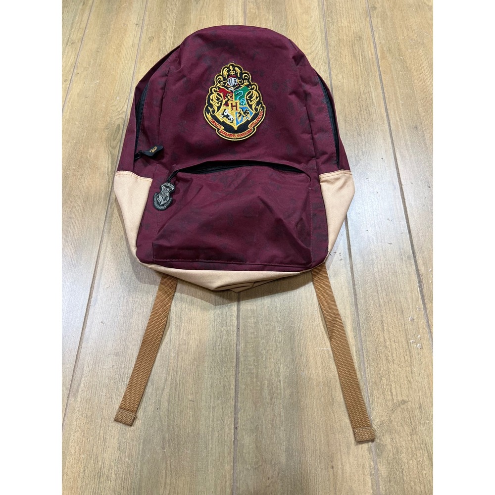 Harry Potter Hogwarts Crest Backpack Paladone Burgundy Tan School Bag